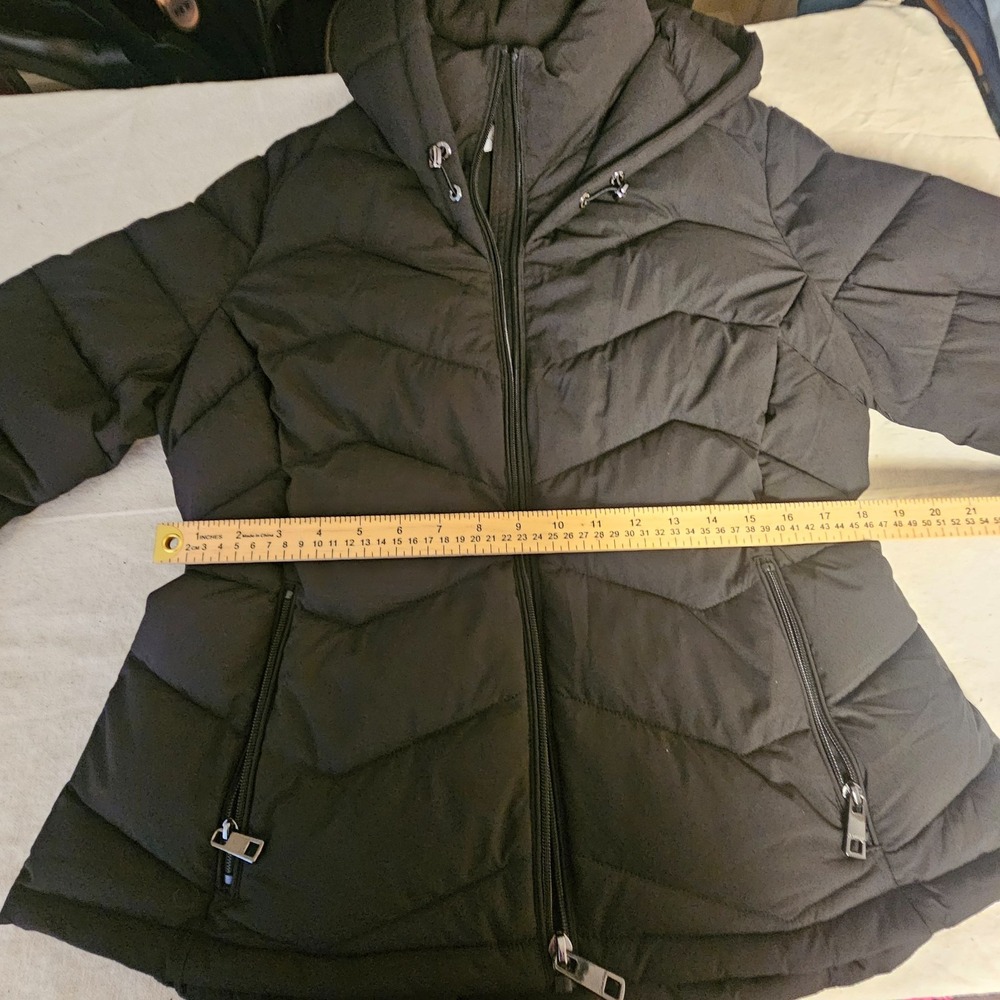 Calvin Klein Black Puffer Jacket Hood Fitted XL Athleisure Insulated Apres Ski - Picture 9 of 10